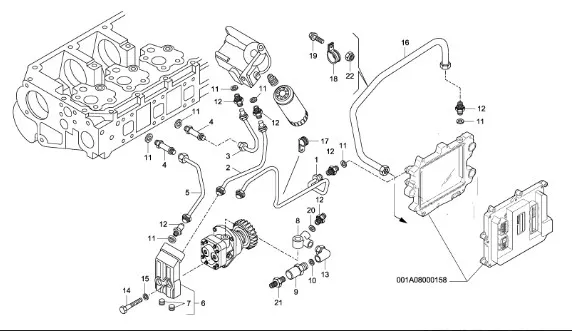 500314313 - Кронштейнфитинг полый насоса топл. низк. давл. ДВС Cursor10/13 T903040,T9.505/St., CR